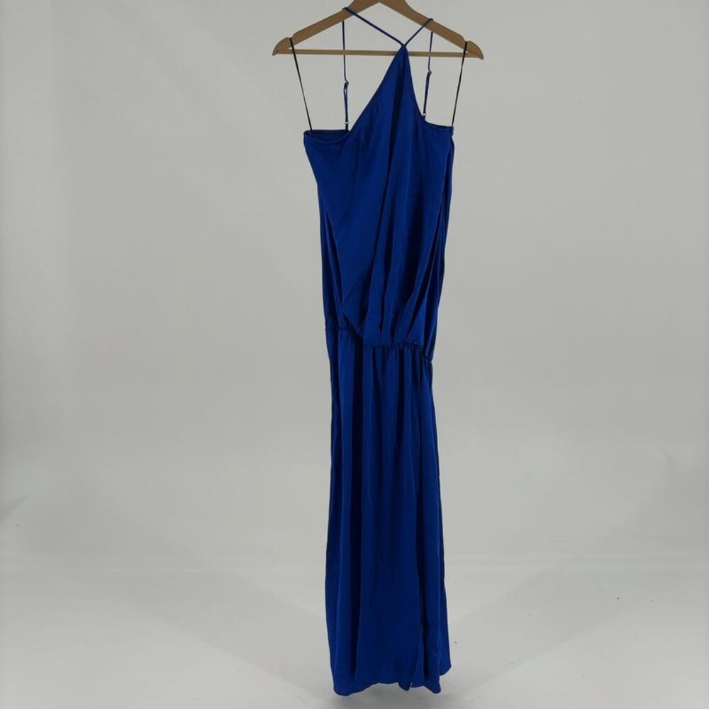 NBD One-Shoulder Royal Blue Maxi Dress with High Slit